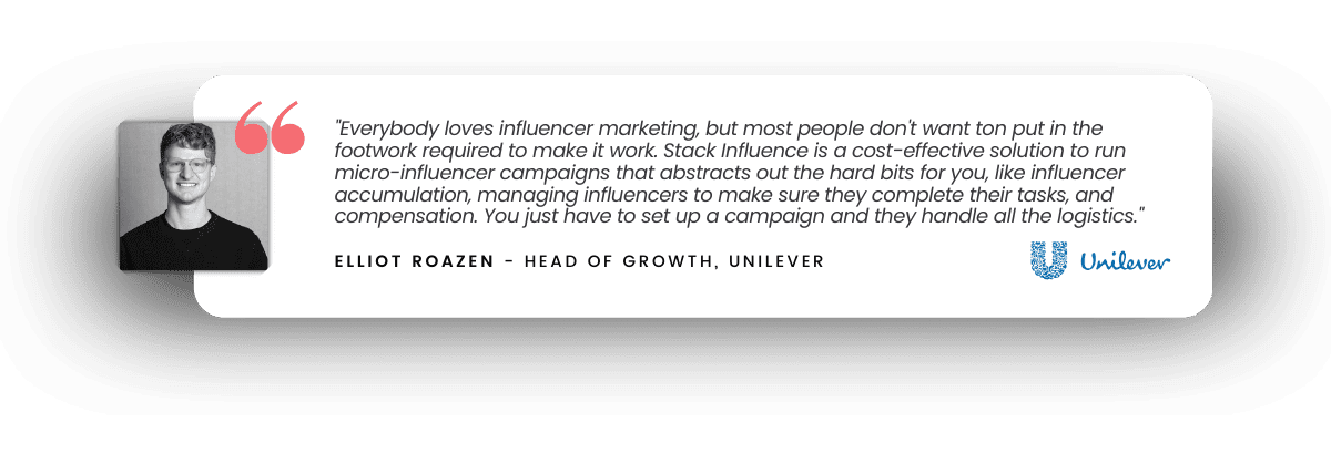 We only charge when an influencer completes a social post and you only have to pay influencers in product. 100% managed from A - Z.
